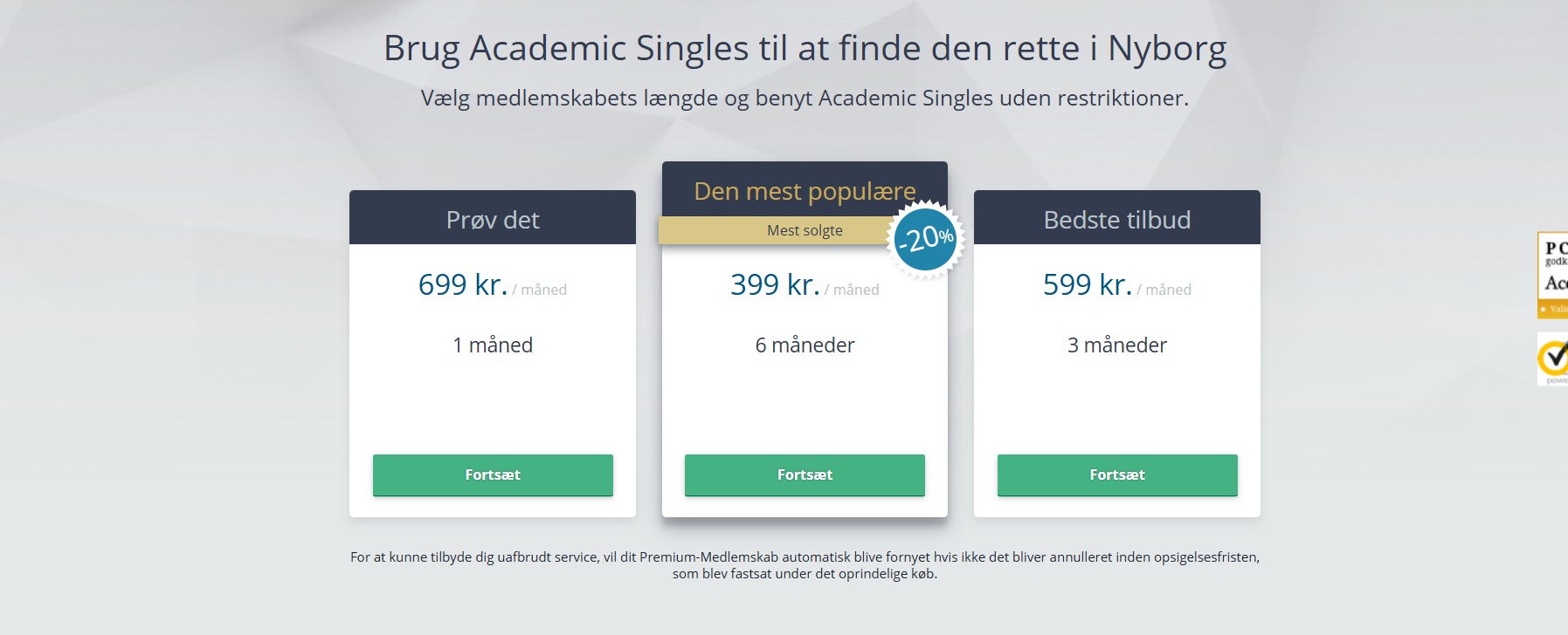 Academic singles premium