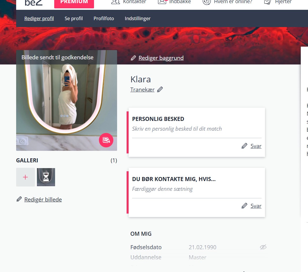 Eksempel pa Be2 profil fra Klara